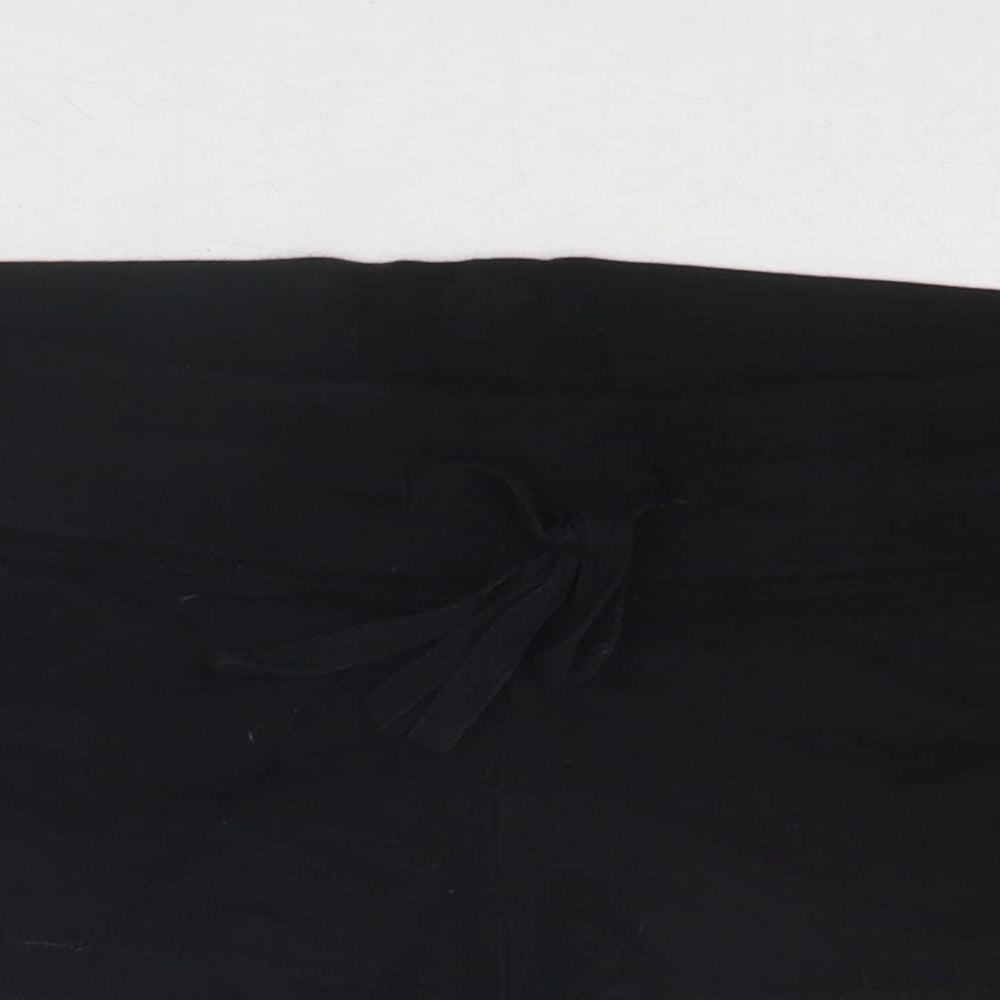 Topshop Womens Black Cotton Hot Pants Shorts Size 10 Regular Drawstring