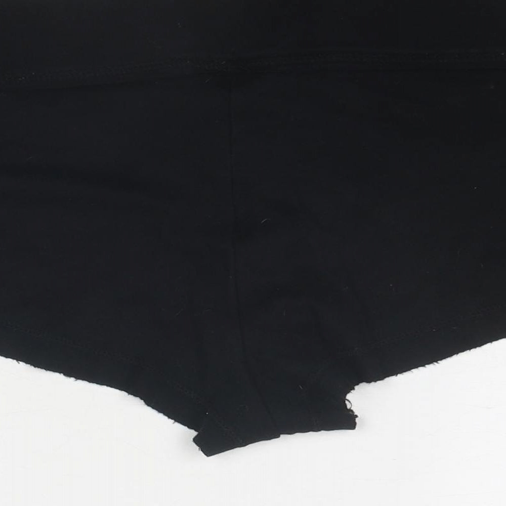 Topshop Womens Black Cotton Hot Pants Shorts Size 10 Regular Drawstring