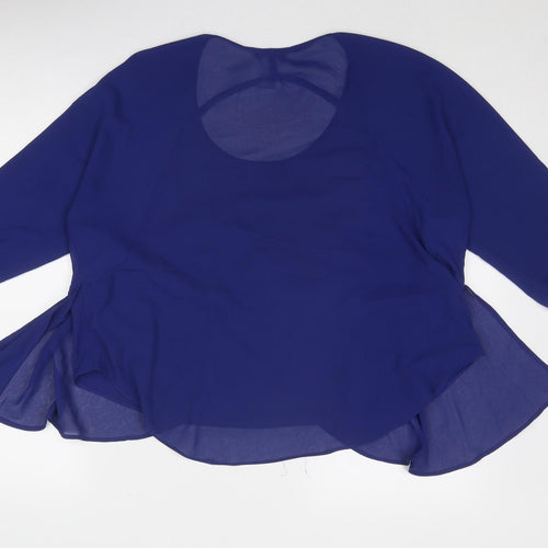 Ultra Pink Womens Blue Polyester Basic Blouse Size L Round Neck