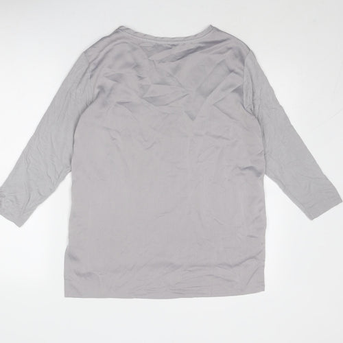New Look Womens Grey Viscose Basic Blouse Size 12 Round Neck