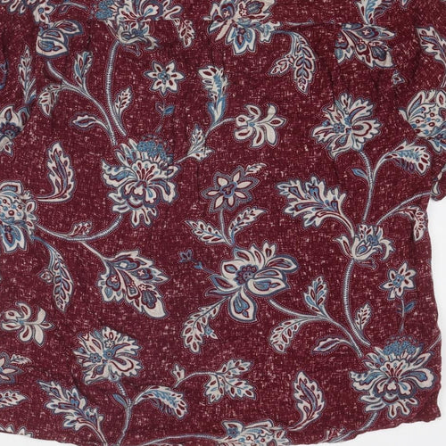 Cubavera Mens Red Floral Viscose Button-Up Size M Collared Buckle