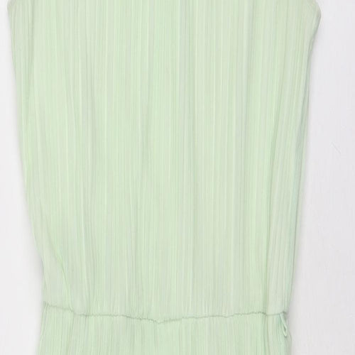 Miss Selfridge Womens Green Polyester Trapeze & Swing Size 10 Round Neck Button