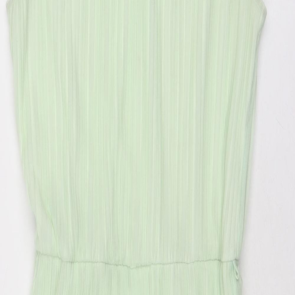 Miss Selfridge Womens Green Polyester Trapeze & Swing Size 10 Round Neck Button
