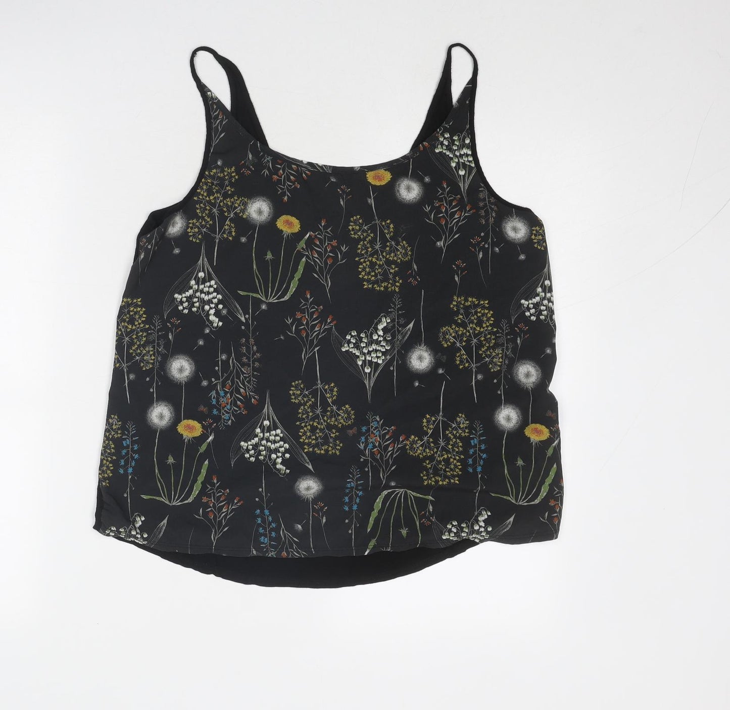 NEXT Womens Black Floral Polyester Camisole Tank Size 10 Scoop Neck