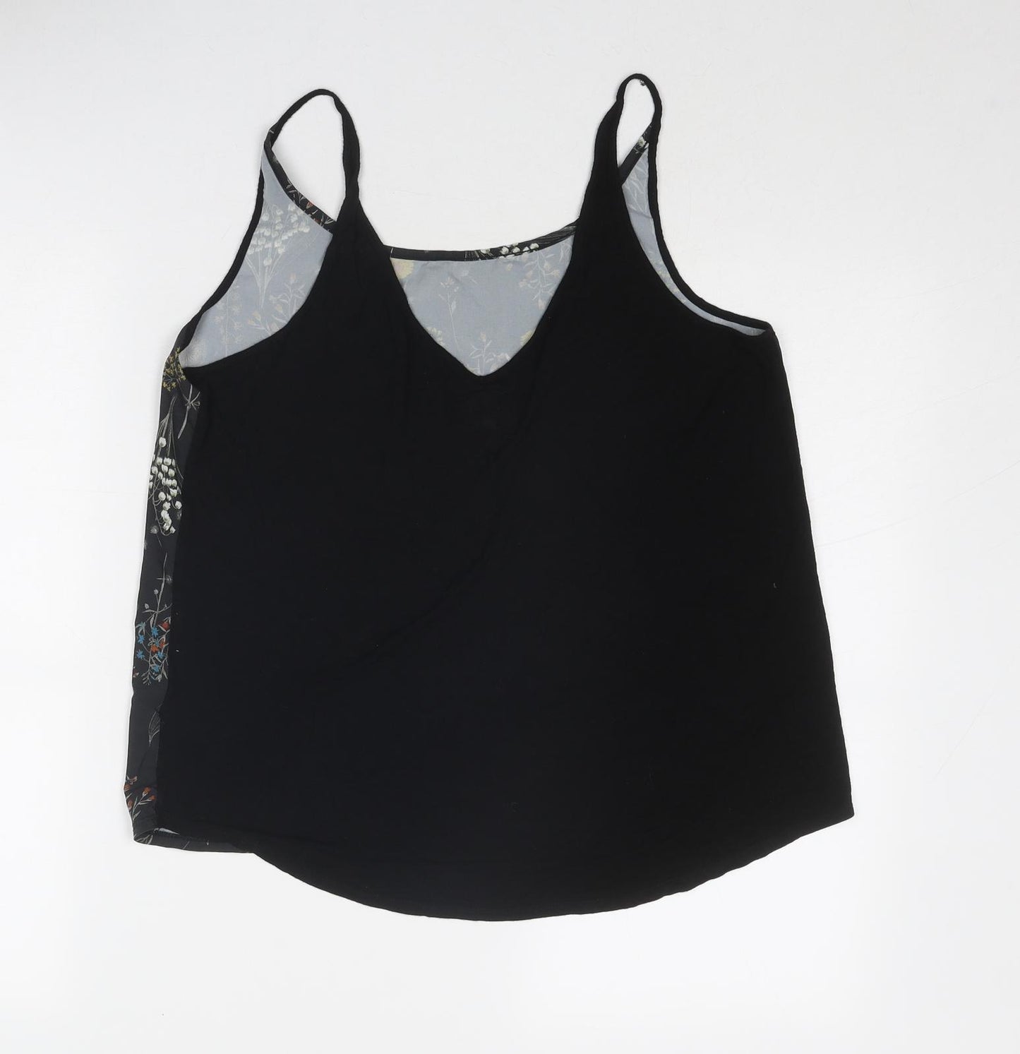NEXT Womens Black Floral Polyester Camisole Tank Size 10 Scoop Neck