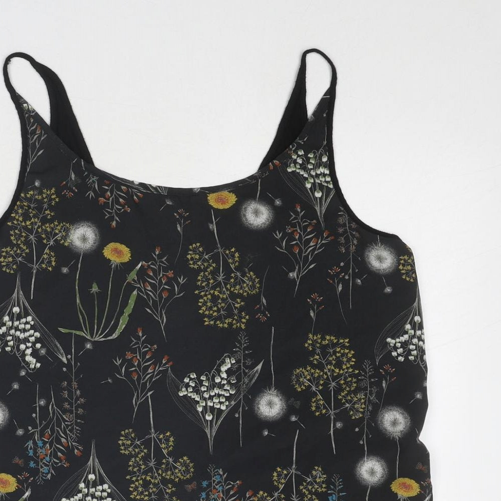 NEXT Womens Black Floral Polyester Camisole Tank Size 10 Scoop Neck