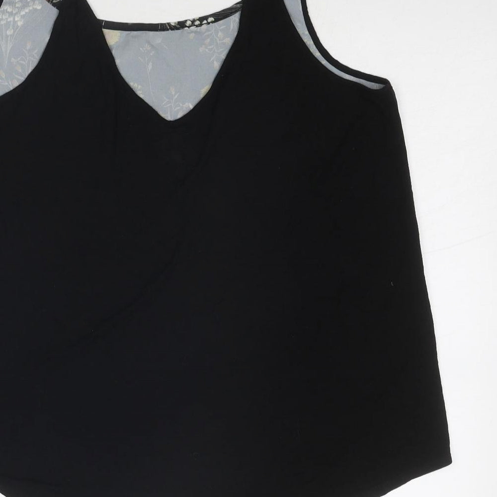 NEXT Womens Black Floral Polyester Camisole Tank Size 10 Scoop Neck