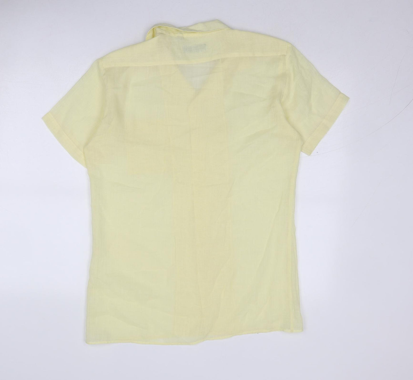 Join In Mens Yellow Polyester Button-Up Size M Collared Buckle