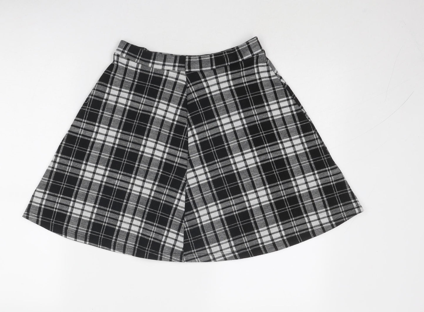 Dorothy Perkins Womens Black Plaid Polyester Skater Skirt Size 8