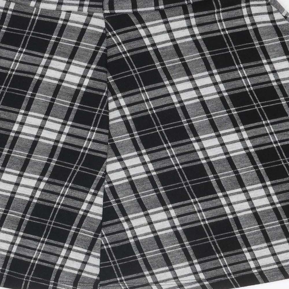 Dorothy Perkins Womens Black Plaid Polyester Skater Skirt Size 8