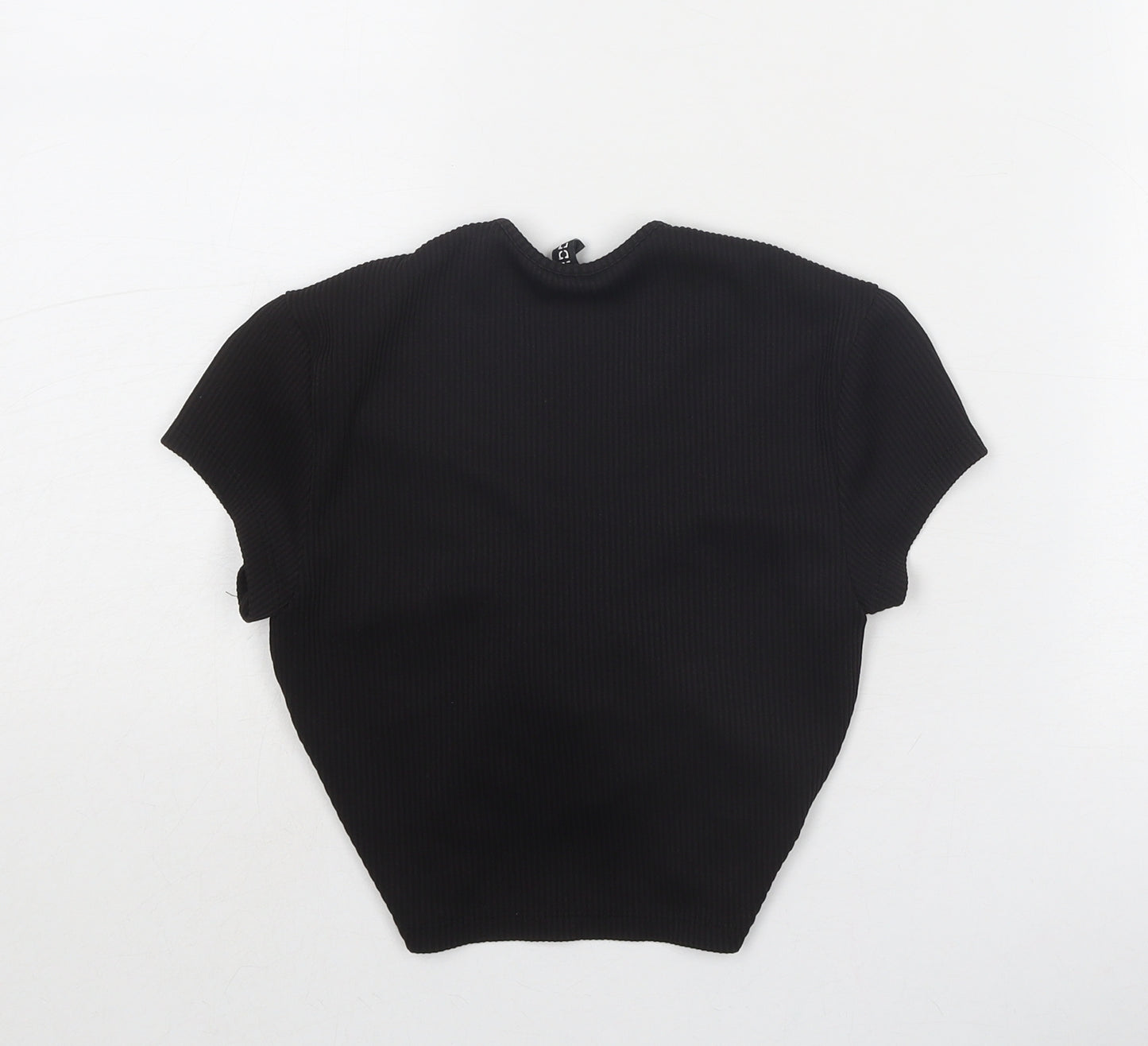 Divided by H&M Womens Black Polyester Cropped T-Shirt Size S V-Neck - Ruched