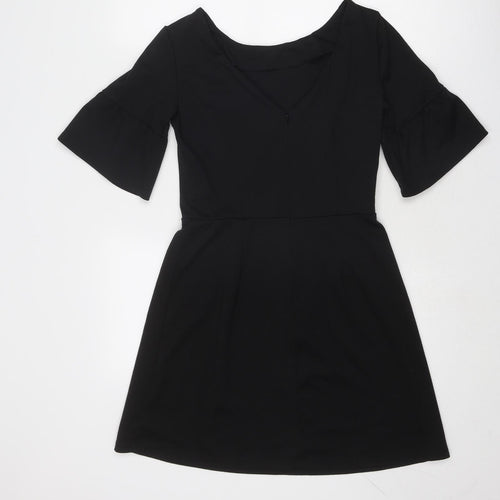 ASOS Womens Black Polyester Trapeze & Swing Size 10 Round Neck Zip