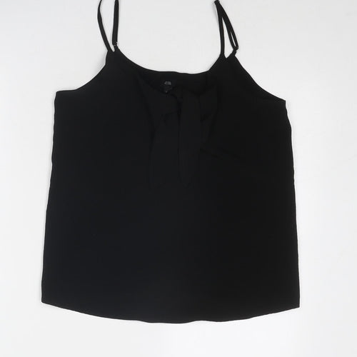 River Island Womens Black Polyester Camisole Tank Size 10 Round Neck