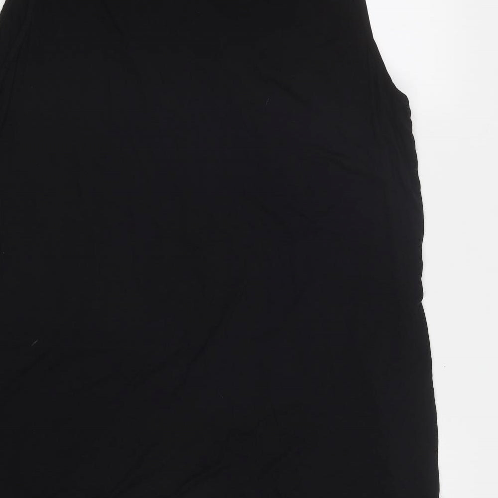 Per Una Womens Black Polyester Basic Blouse Size 16 Boat Neck - Crocheted Lace Front