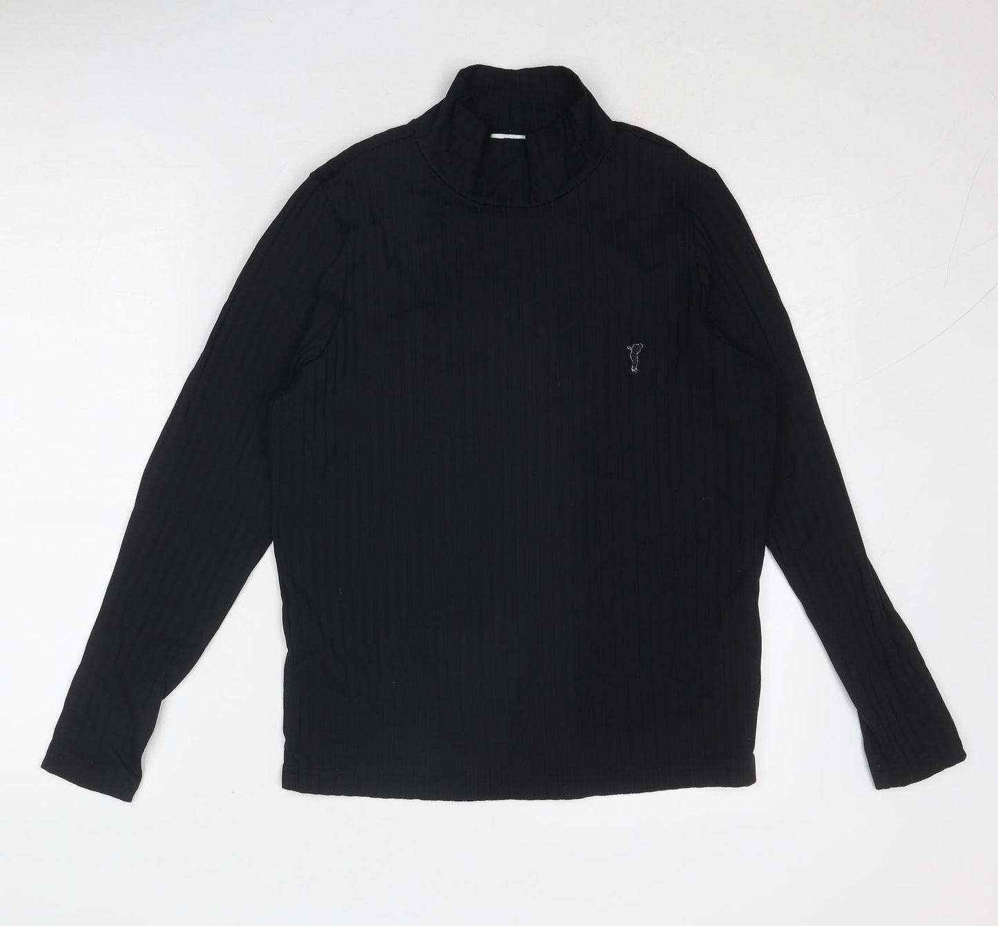 GOLFINO Womens Black Polyamide Pullover T-Shirt Size 16 High Neck Pullover - Ribbed