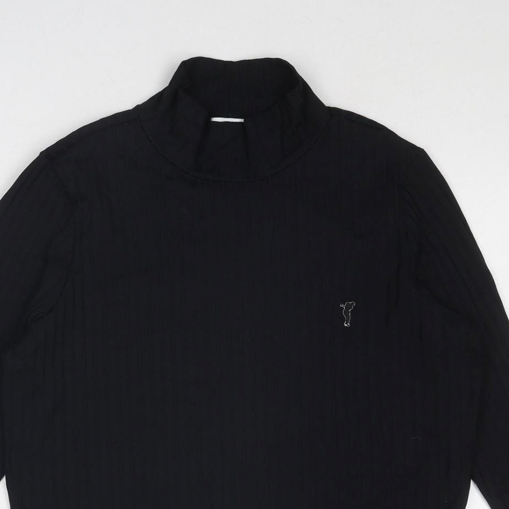 GOLFINO Womens Black Polyamide Pullover T-Shirt Size 16 High Neck Pullover - Ribbed