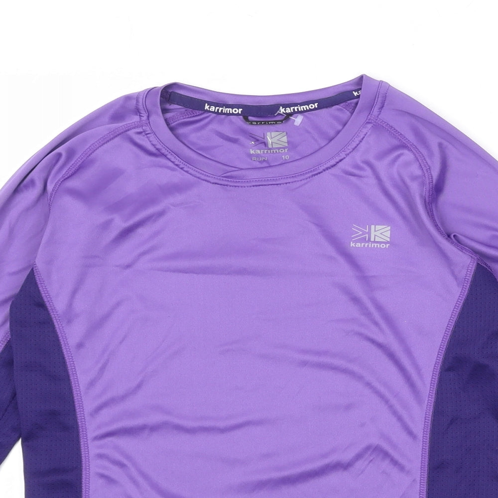 Karrimor Womens Purple Floral Polyester Basic T-Shirt Size 10 Round Neck Pullover