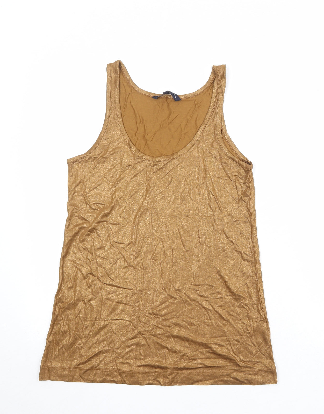 French Connection Womens Gold Viscose Basic Tank Size S Round Neck