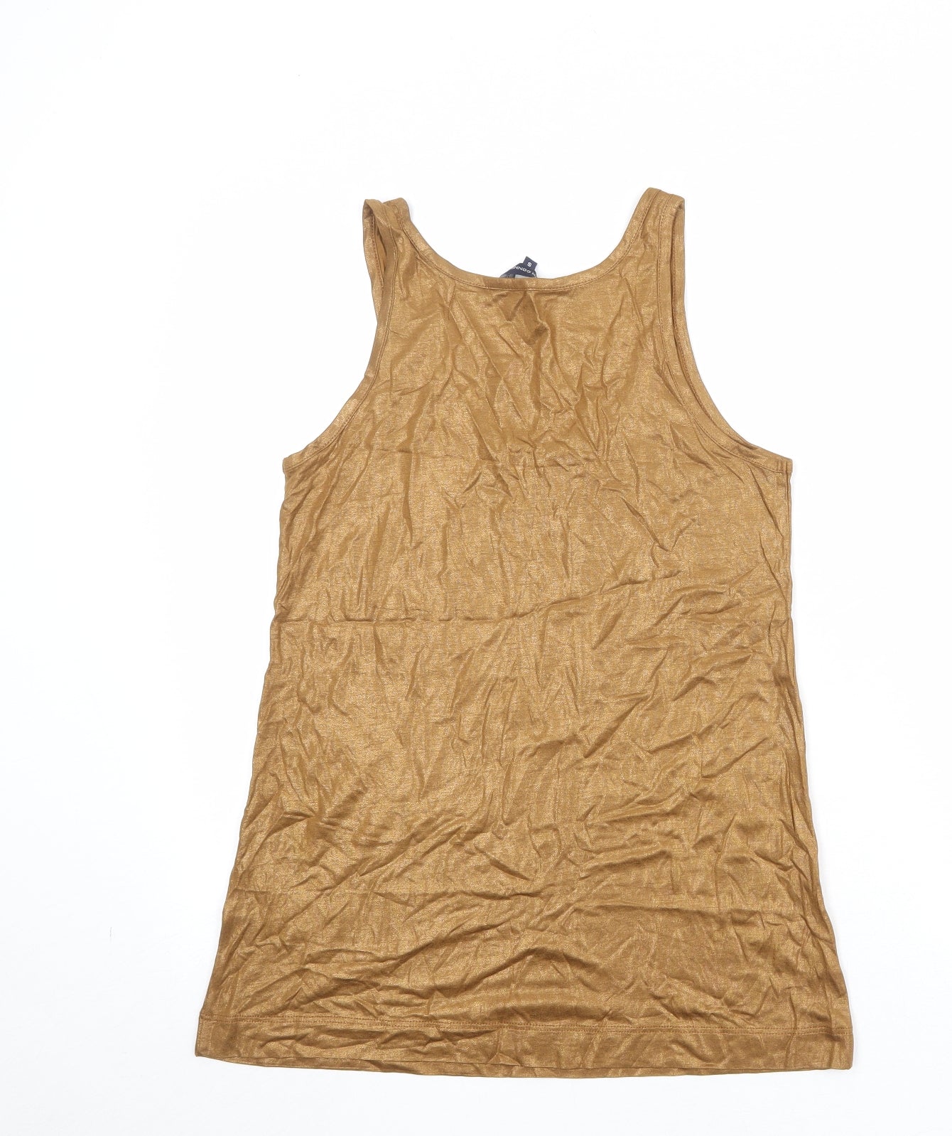 French Connection Womens Gold Viscose Basic Tank Size S Round Neck