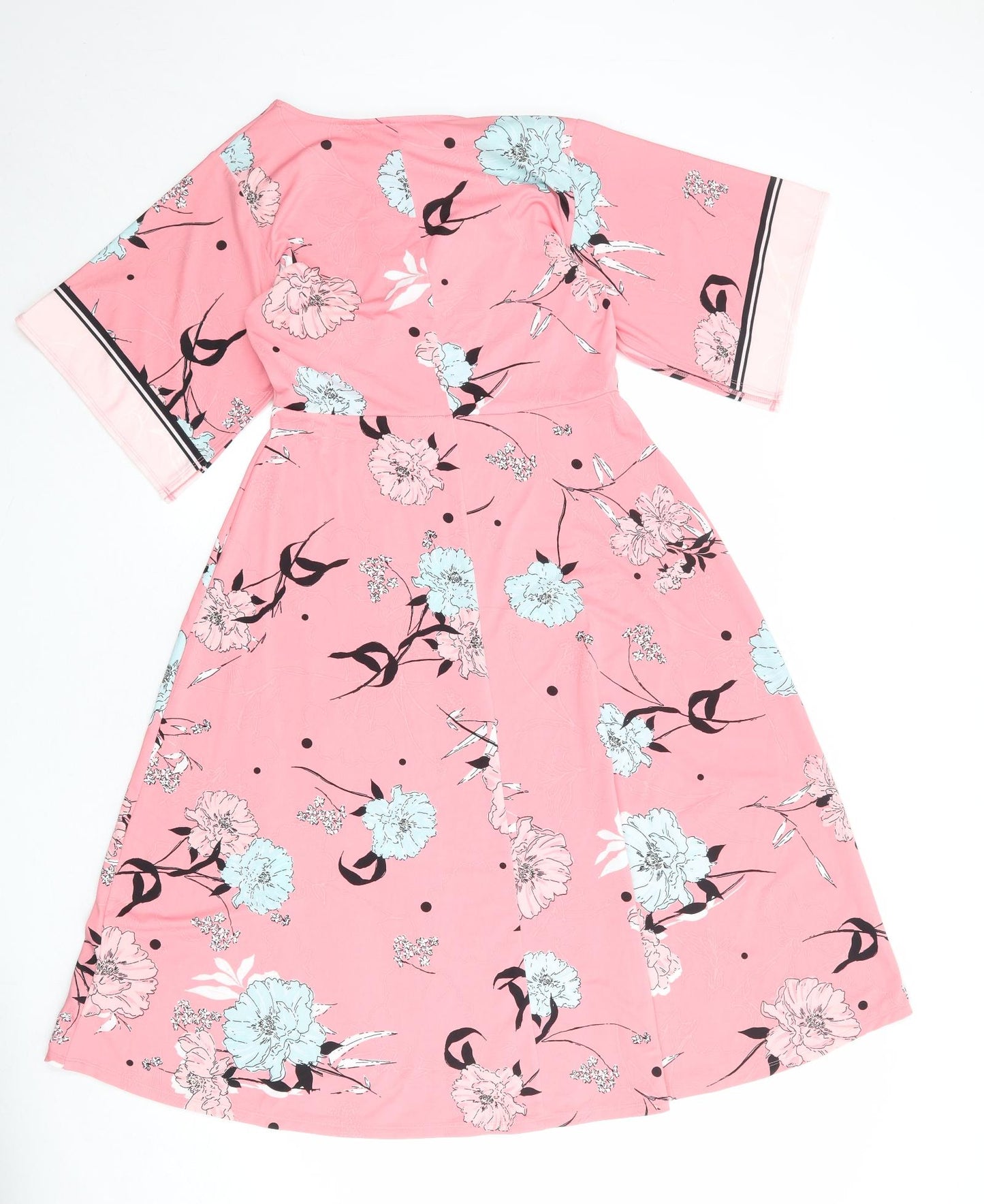 Principles Womens Pink Floral Polyester A-Line Size 10 V-Neck Pullover