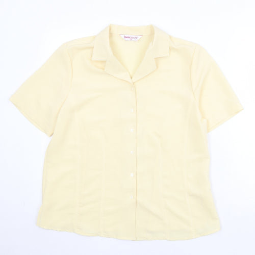 Bonmarché Womens Yellow Polyester Basic Button-Up Size 16 Collared