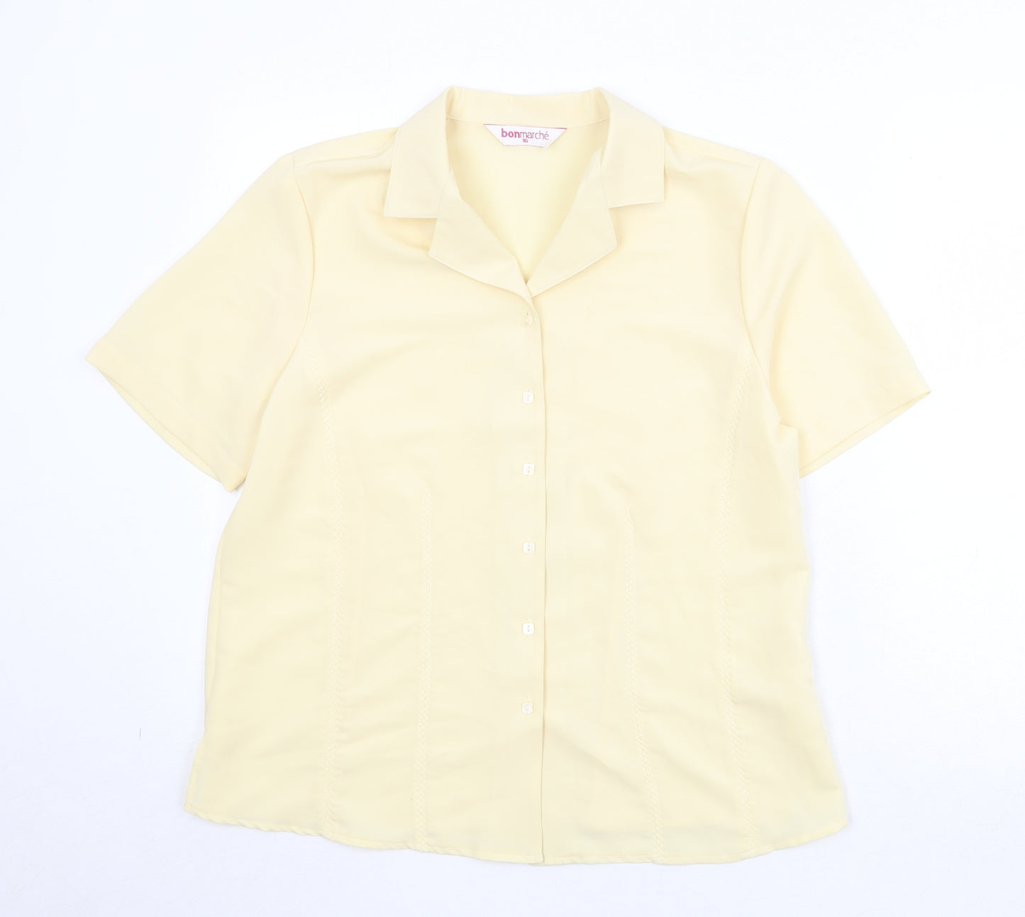 Bonmarché Womens Yellow Polyester Basic Button-Up Size 16 Collared