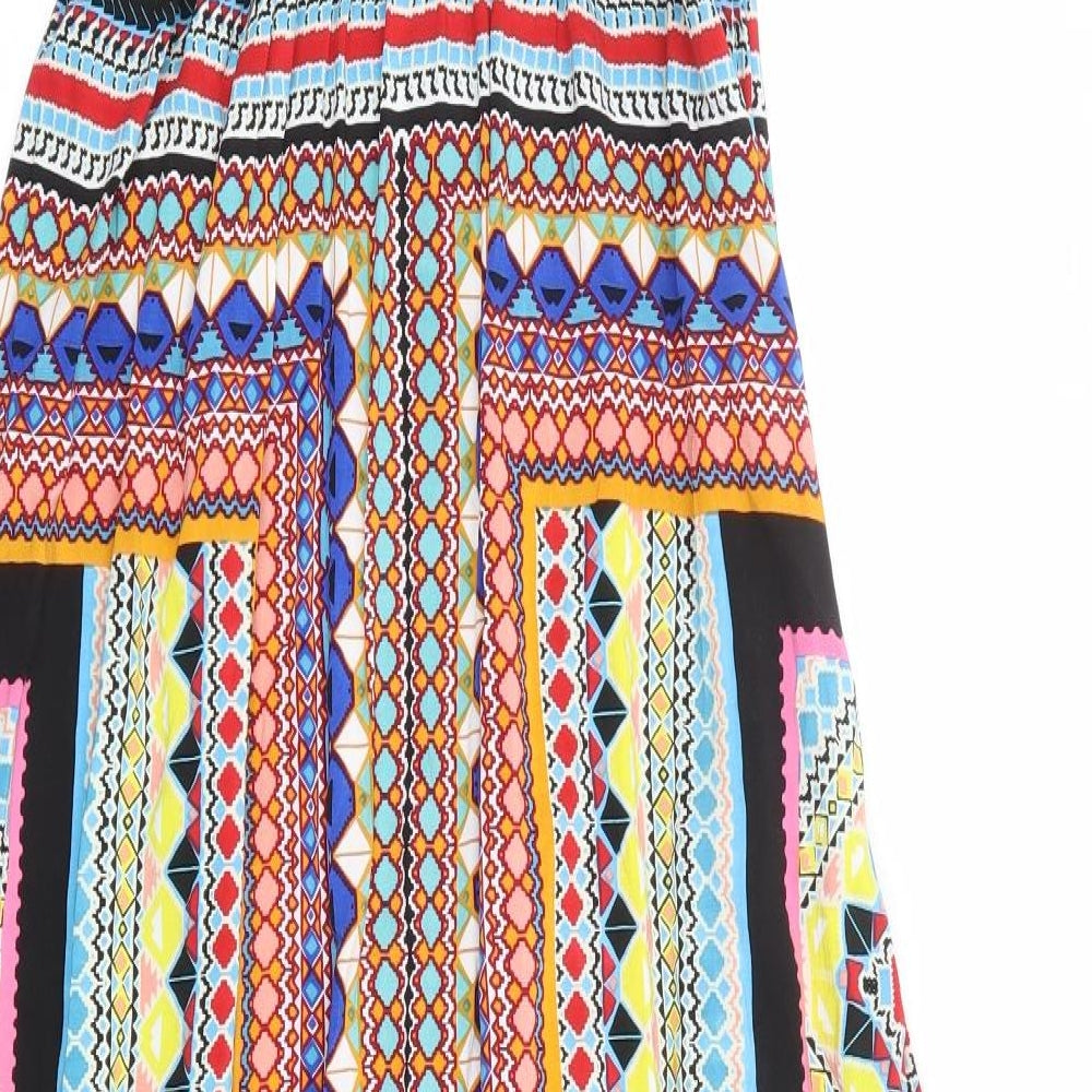 Warehouse Womens Multicoloured Geometric Viscose A-Line Size 12 Round Neck Pullover