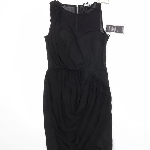 Warehouse Womens Black Cotton A-Line Size 10 Round Neck Zip