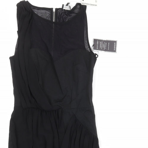 Warehouse Womens Black Cotton A-Line Size 10 Round Neck Zip