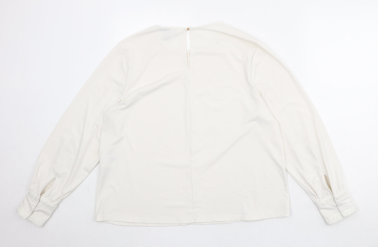 H&M Womens Ivory Polyester Basic Blouse Size L Round Neck
