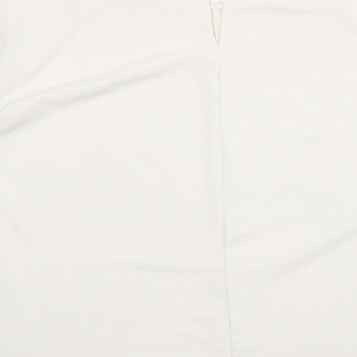 H&M Womens Ivory Polyester Basic Blouse Size L Round Neck