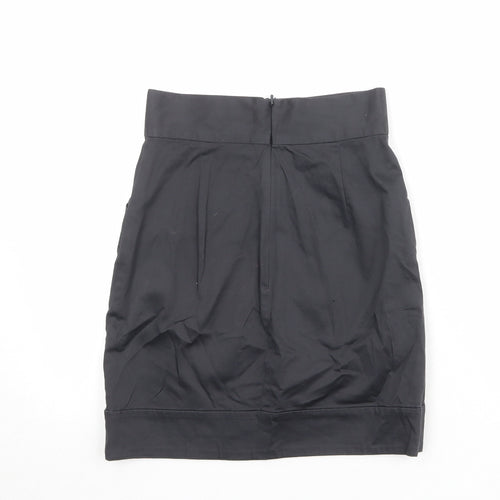 French Connection Womens Black Cotton A-Line Skirt Size 6 Zip