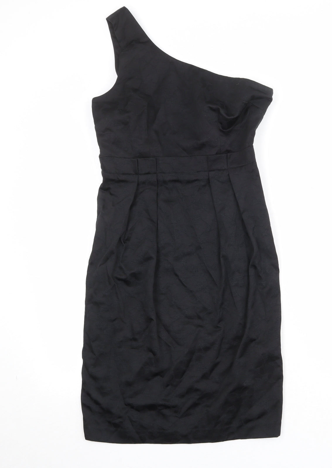 ASOS Womens Black Cotton A-Line Size 12 One Shoulder Zip
