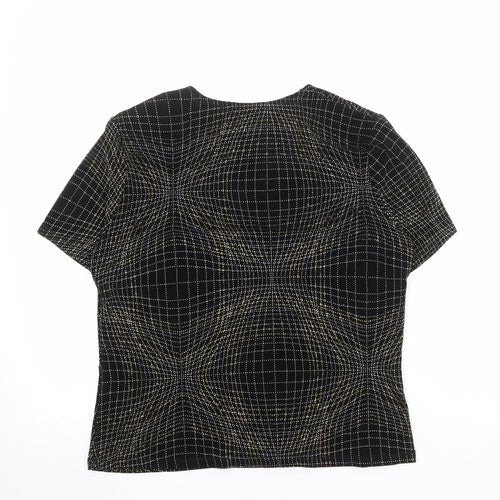 Piacenza Womens Black Geometric Polyester Basic Blouse Size 18 V-Neck