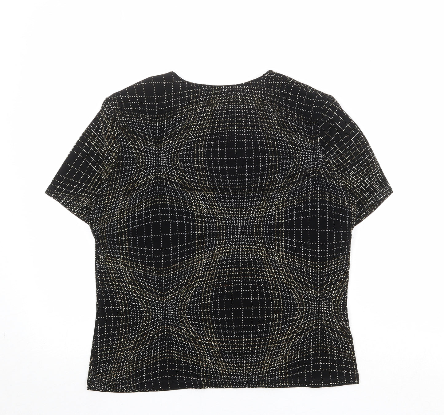 Piacenza Womens Black Geometric Polyester Basic Blouse Size 18 V-Neck
