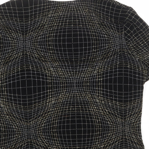 Piacenza Womens Black Geometric Polyester Basic Blouse Size 18 V-Neck