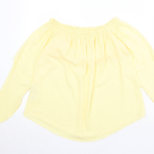 Zara Womens Yellow Polyester Basic Blouse Size M Round Neck