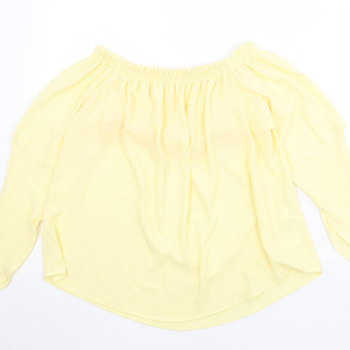Zara Womens Yellow Polyester Basic Blouse Size M Round Neck