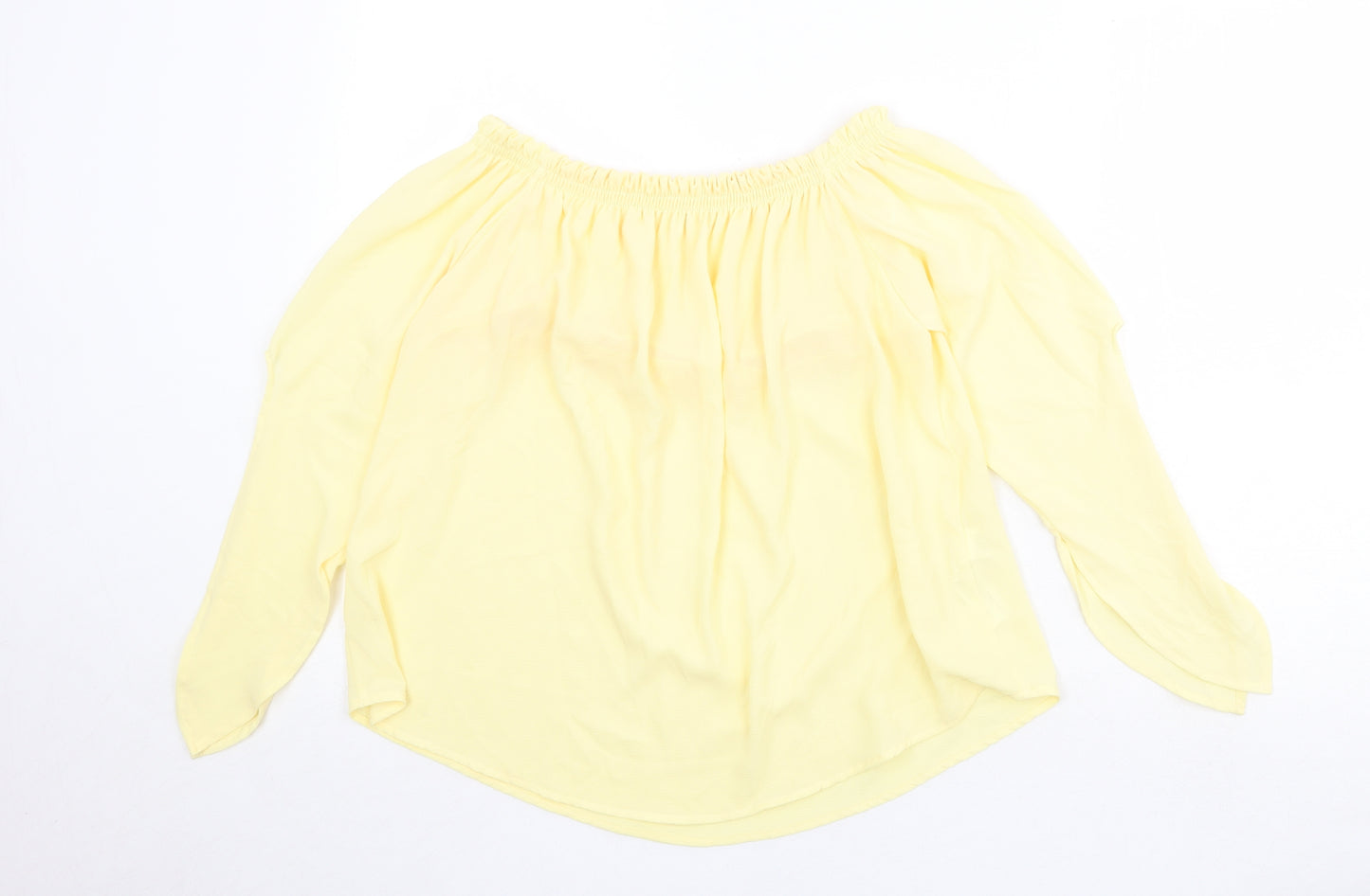 Zara Womens Yellow Polyester Basic Blouse Size M Round Neck