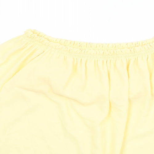 Zara Womens Yellow Polyester Basic Blouse Size M Round Neck