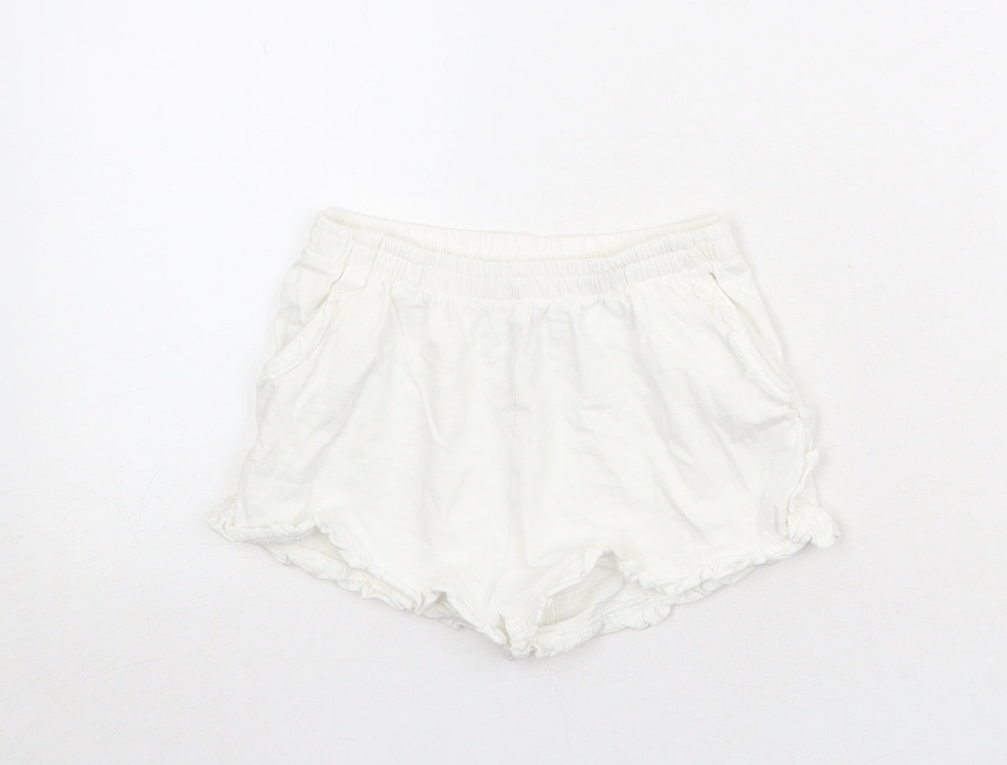 NEXT Girls White 100% Cotton Sweat Shorts Size 5-6 Years Regular