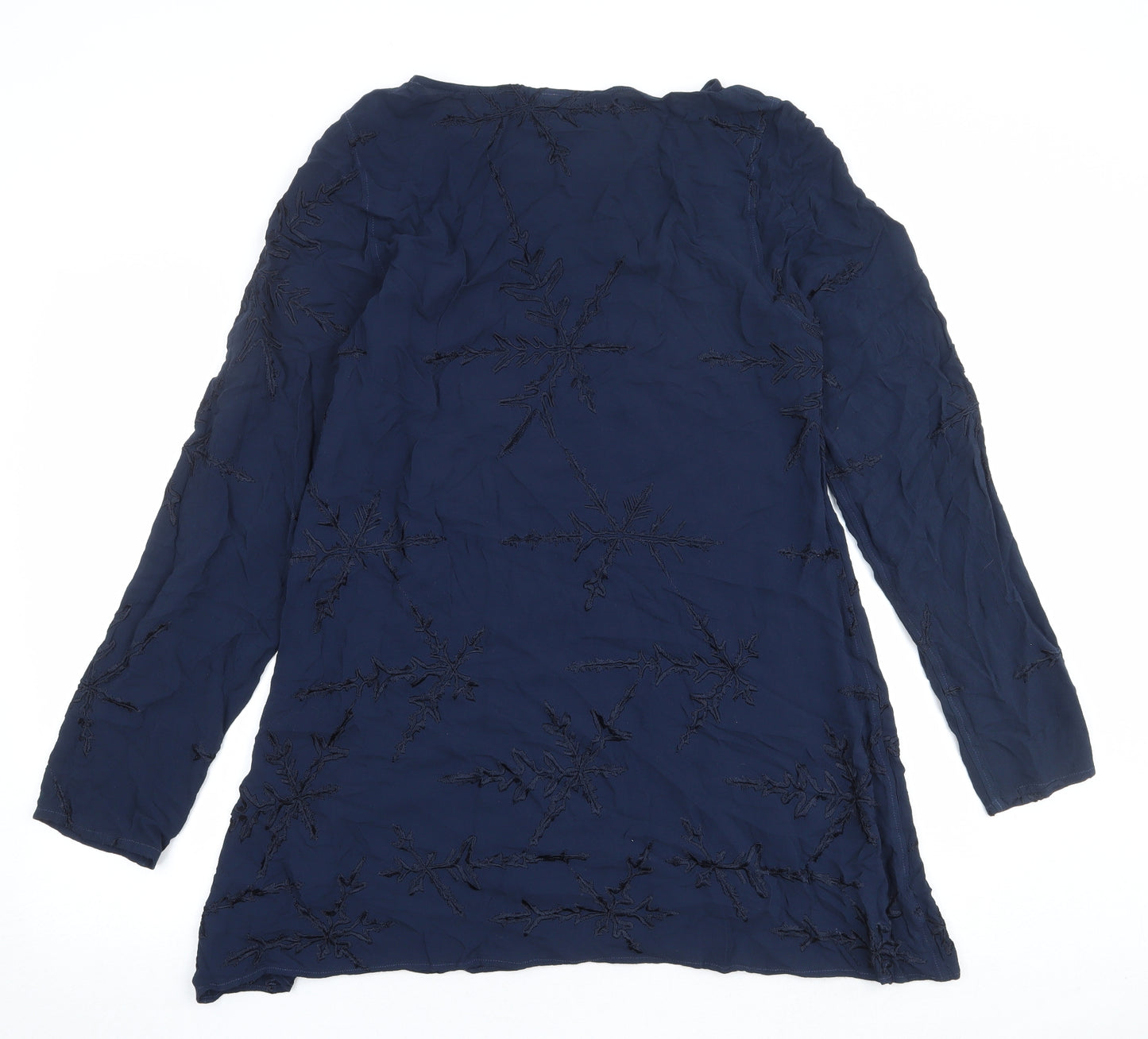 Ghost Womens Blue Geometric Viscose Basic Blouse Size M Round Neck - Snowflake Print