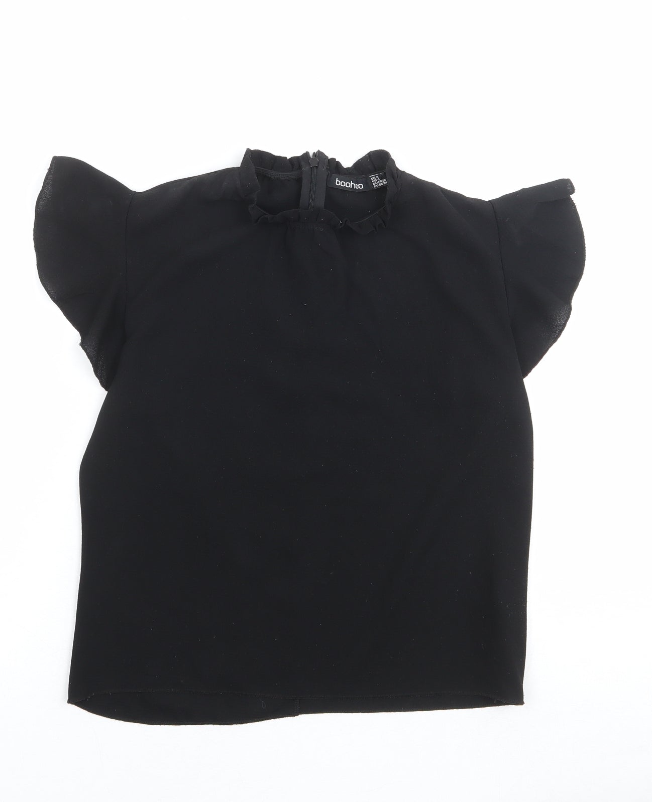 Boohoo Womens Black Polyester Basic T-Shirt Size 8 Mock Neck