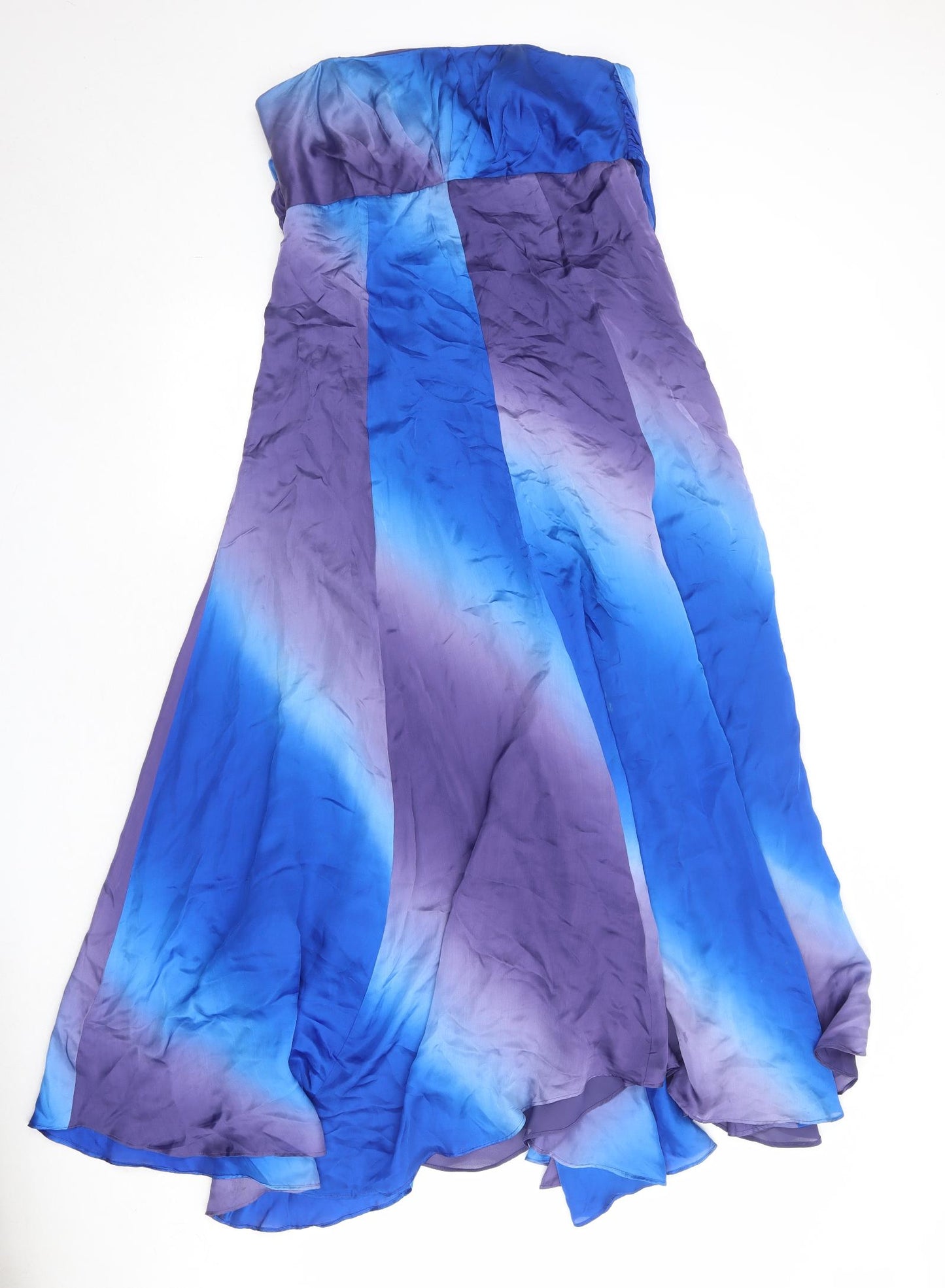Monsoon Womens Multicoloured Colourblock Silk Trapeze & Swing Size 14 Off the Shoulder Zip