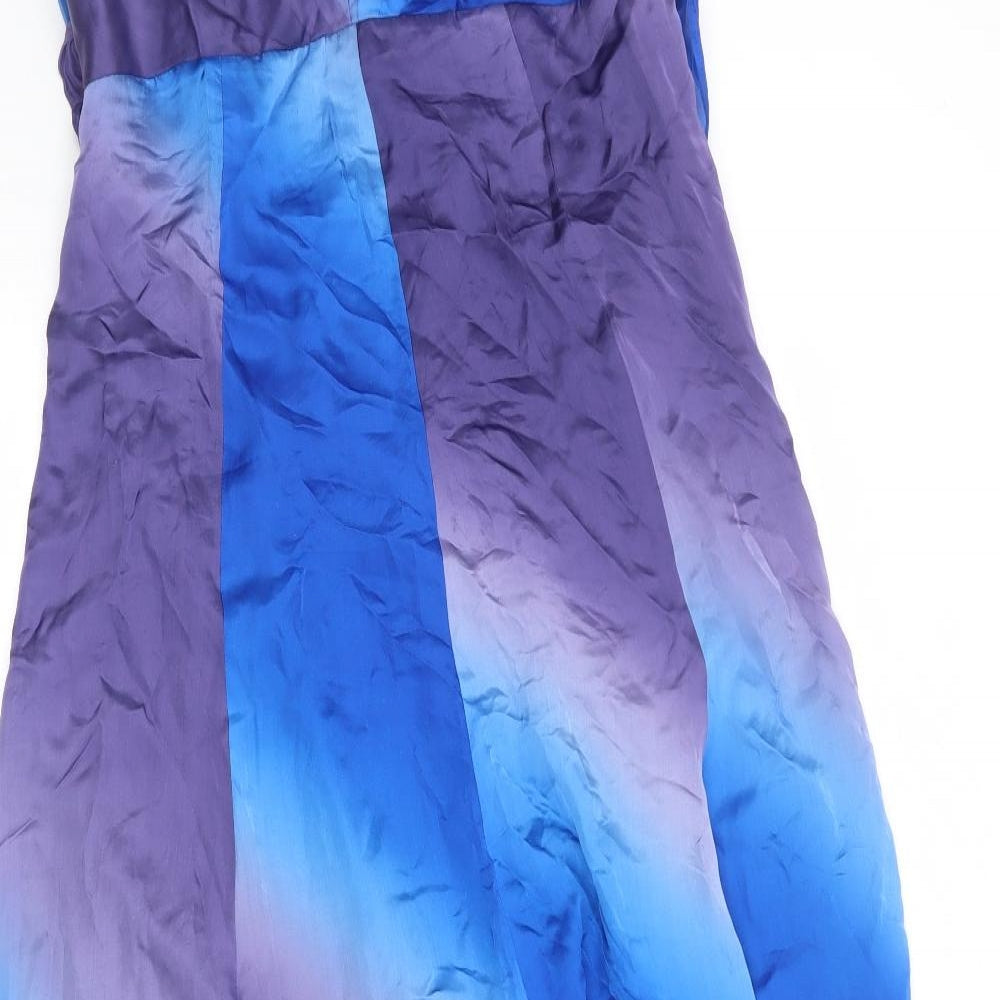 Monsoon Womens Multicoloured Colourblock Silk Trapeze & Swing Size 14 Off the Shoulder Zip