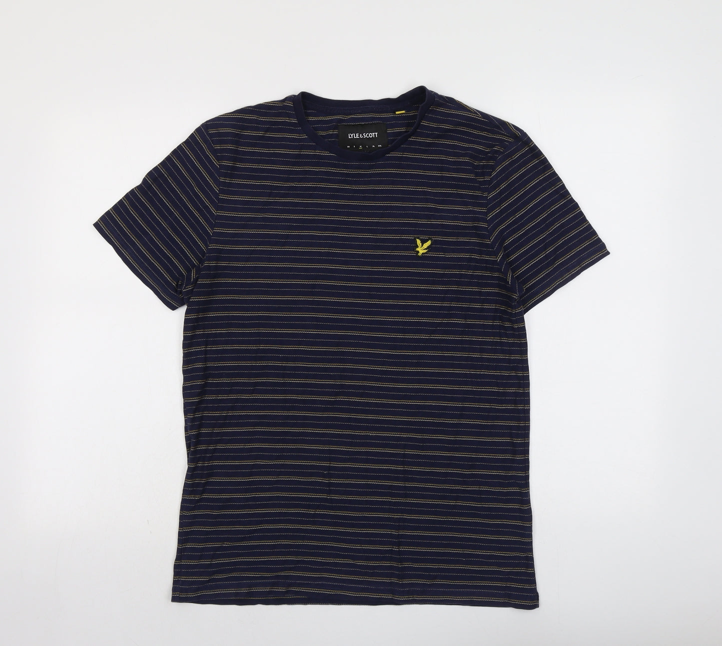 Lyle & Scott Mens Blue Striped Cotton T-Shirt Size M Round Neck