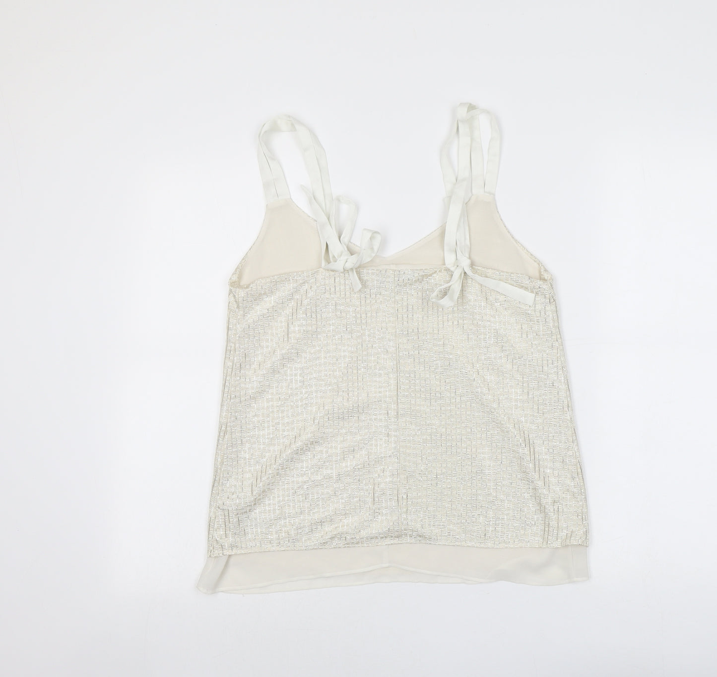 NEXT Womens Gold Striped Polyester Basic Tank Size 12 V-Neck