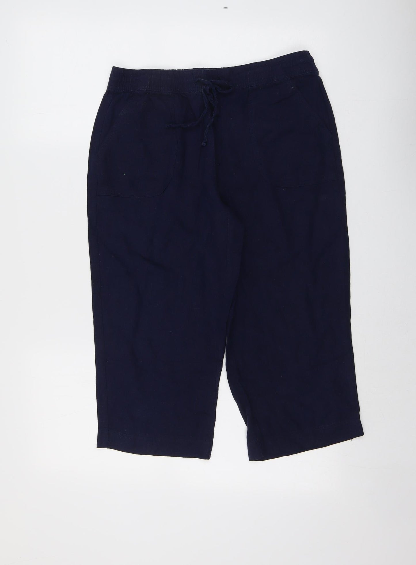 Intuition Womens Blue Linen Chino Shorts Size 12 L19.5 in Regular Drawstring