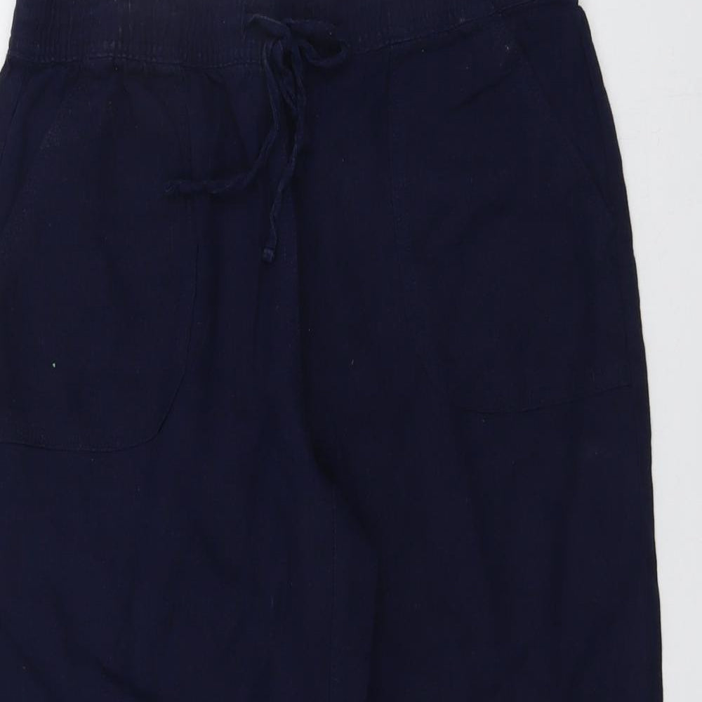 Intuition Womens Blue Linen Chino Shorts Size 12 L19.5 in Regular Drawstring