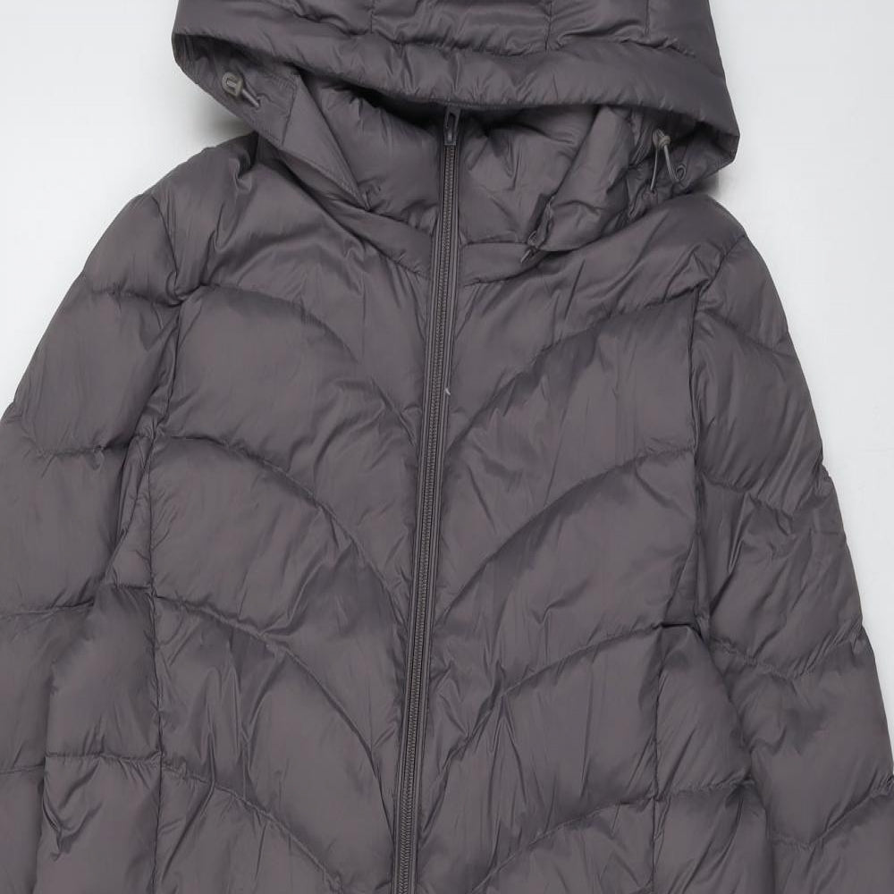 Marks and Spencer Womens Grey Quilted Coat Size 14 Zip